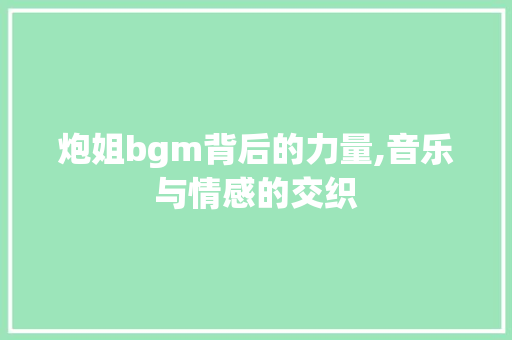 炮姐bgm背后的力量,音乐与情感的交织