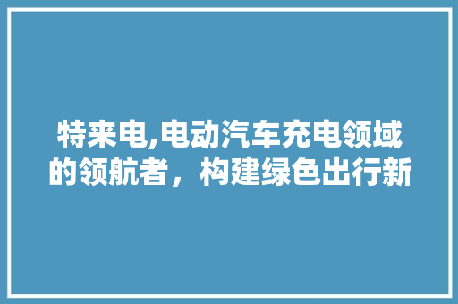 特来电,电动汽车充电领域的领航者，构建绿色出行新蓝图