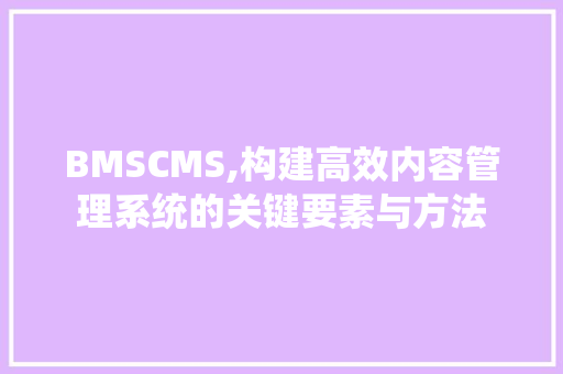 BMSCMS,构建高效内容管理系统的关键要素与方法