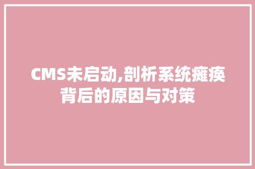 CMS未启动,剖析系统瘫痪背后的原因与对策