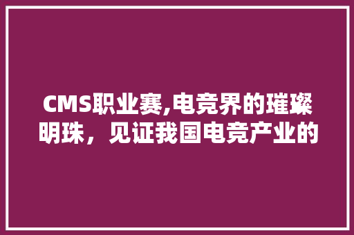 CMS职业赛,电竞界的璀璨明珠，见证我国电竞产业的崛起