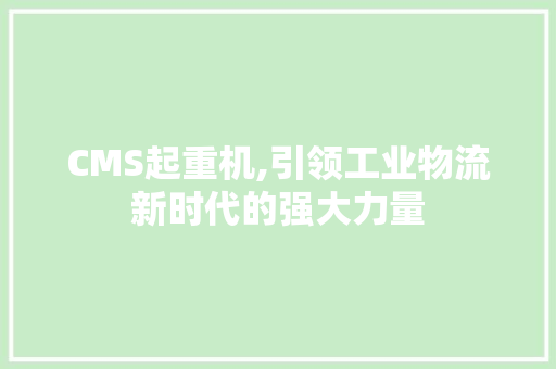 CMS起重机,引领工业物流新时代的强大力量