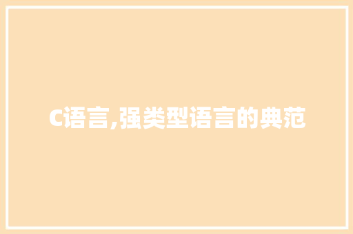 C语言,强类型语言的典范