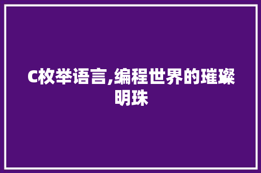 C枚举语言,编程世界的璀璨明珠 必应SEO