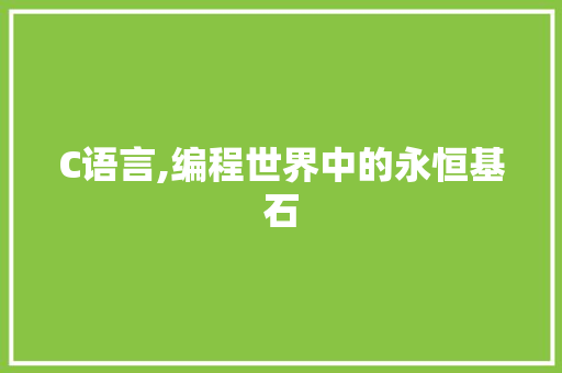 C语言,编程世界中的永恒基石