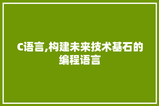 C语言,构建未来技术基石的编程语言