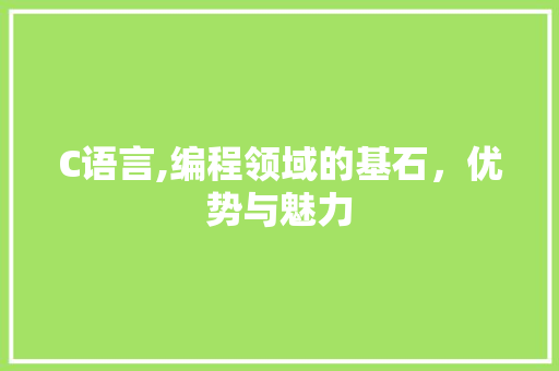 C语言,编程领域的基石，优势与魅力