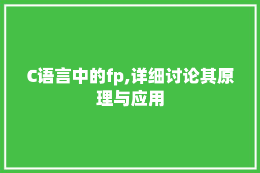 C语言中的fp,详细讨论其原理与应用