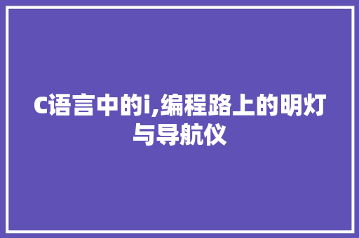 C语言中的i,编程路上的明灯与导航仪
