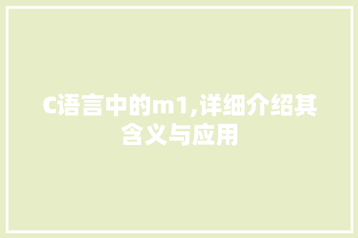 C语言中的m1,详细介绍其含义与应用
