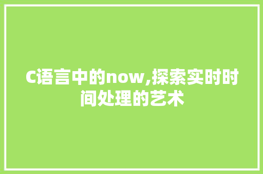C语言中的now,探索实时时间处理的艺术