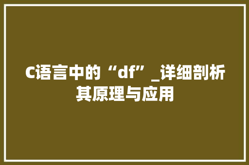 C语言中的“df”_详细剖析其原理与应用