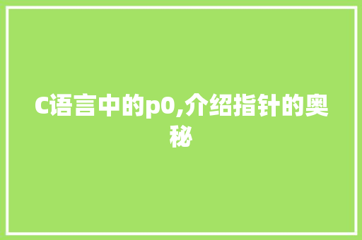 C语言中的p0,介绍指针的奥秘