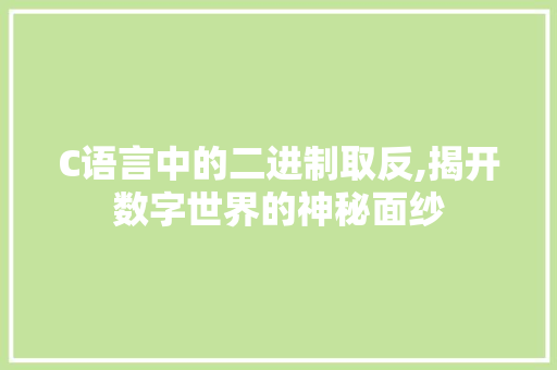 C语言中的二进制取反,揭开数字世界的神秘面纱