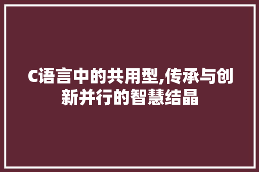 C语言中的共用型,传承与创新并行的智慧结晶