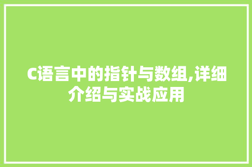 C语言中的指针与数组,详细介绍与实战应用