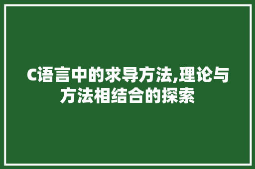 C语言中的求导方法,理论与方法相结合的探索