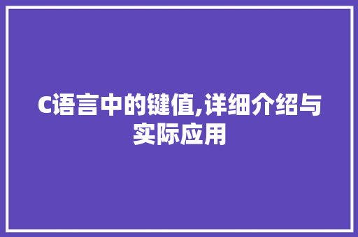 C语言中的键值,详细介绍与实际应用