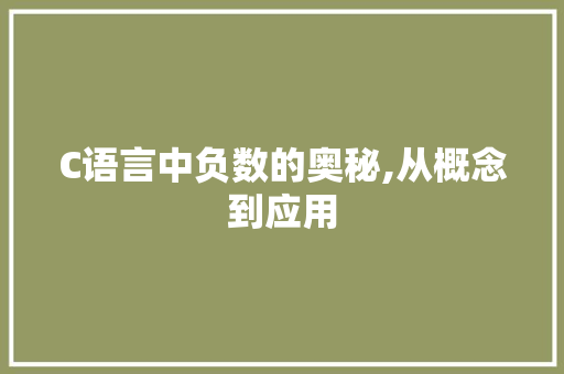 C语言中负数的奥秘,从概念到应用