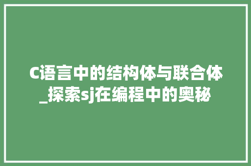 C语言中的结构体与联合体_探索sj在编程中的奥秘