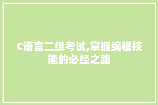 C语言二级考试,掌握编程技能的必经之路
