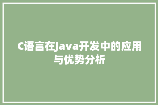 C语言在Java开发中的应用与优势分析 网站建设公司