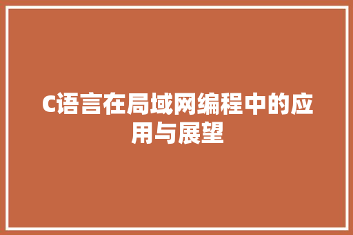 C语言在局域网编程中的应用与展望