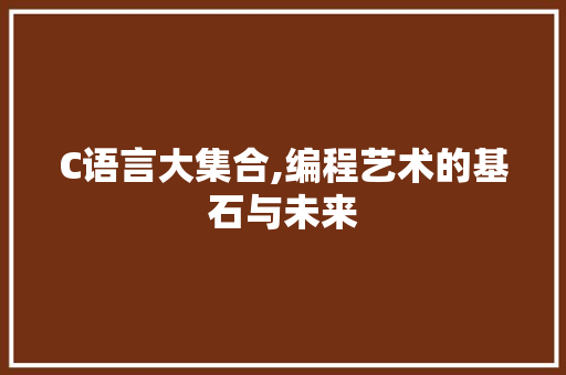 C语言大集合,编程艺术的基石与未来