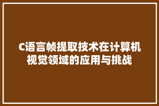 C语言帧提取技术在计算机视觉领域的应用与挑战
