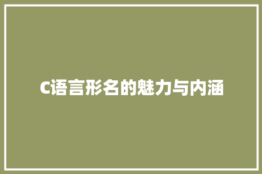 C语言形名的魅力与内涵