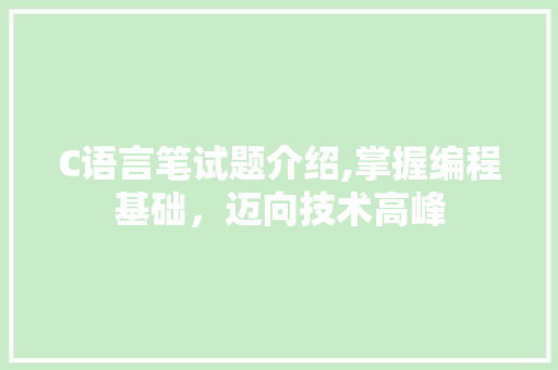 C语言笔试题介绍,掌握编程基础，迈向技术高峰