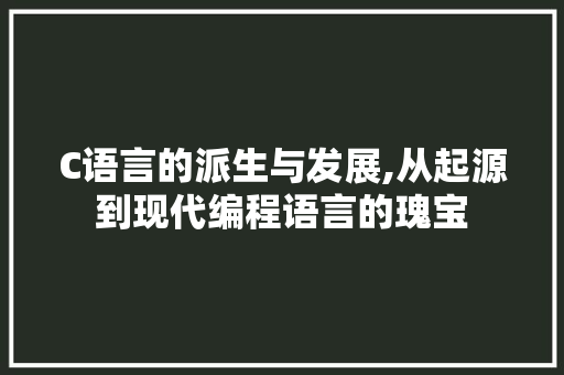 C语言的派生与发展,从起源到现代编程语言的瑰宝 必应SEO