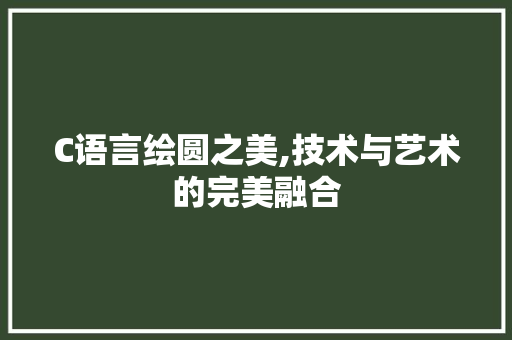C语言绘圆之美,技术与艺术的完美融合