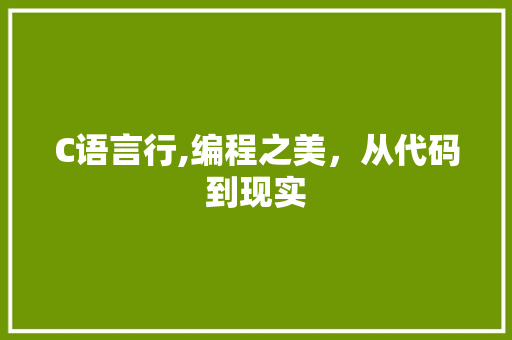 C语言行,编程之美，从代码到现实