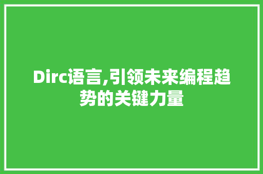 Dirc语言,引领未来编程趋势的关键力量