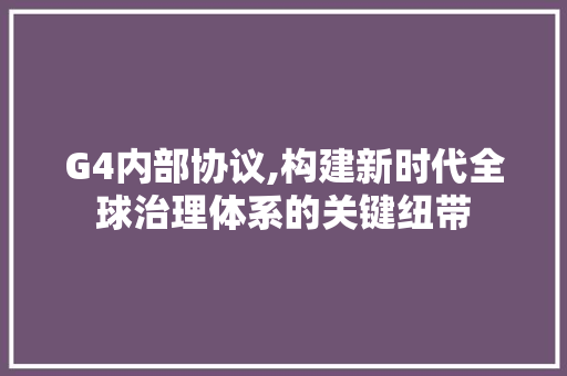 G4内部协议,构建新时代全球治理体系的关键纽带 网站建设公司