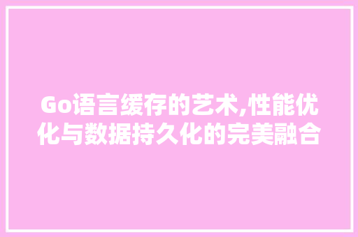 Go语言缓存的艺术,性能优化与数据持久化的完美融合
