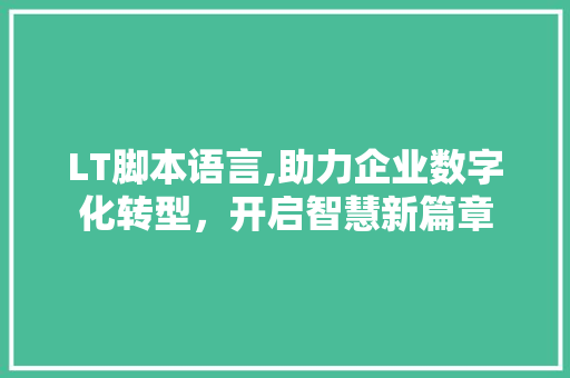 LT脚本语言,助力企业数字化转型，开启智慧新篇章