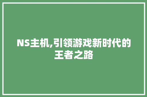 NS主机,引领游戏新时代的王者之路 搜狗SEO