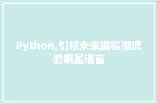 Python,引领未来编程潮流的明星语言