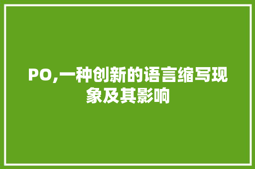 PO,一种创新的语言缩写现象及其影响