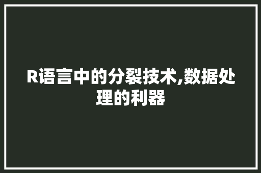 R语言中的分裂技术,数据处理的利器