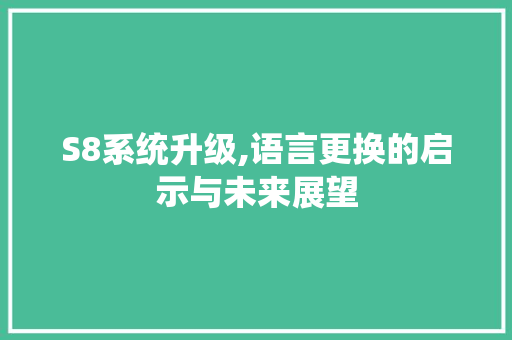 S8系统升级,语言更换的启示与未来展望