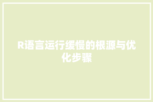 R语言运行缓慢的根源与优化步骤