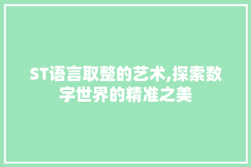 ST语言取整的艺术,探索数字世界的精准之美