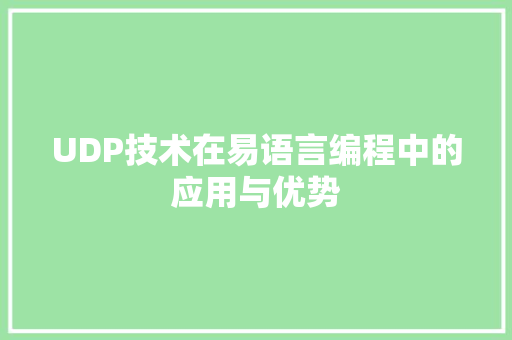 UDP技术在易语言编程中的应用与优势
