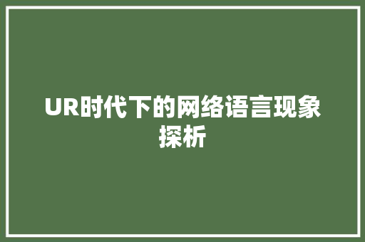 UR时代下的网络语言现象探析