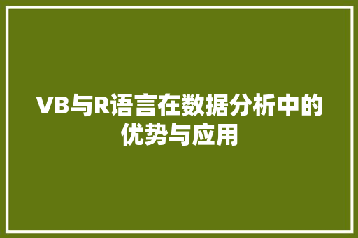 VB与R语言在数据分析中的优势与应用