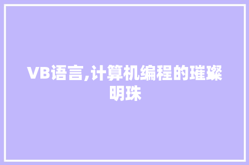 VB语言,计算机编程的璀璨明珠