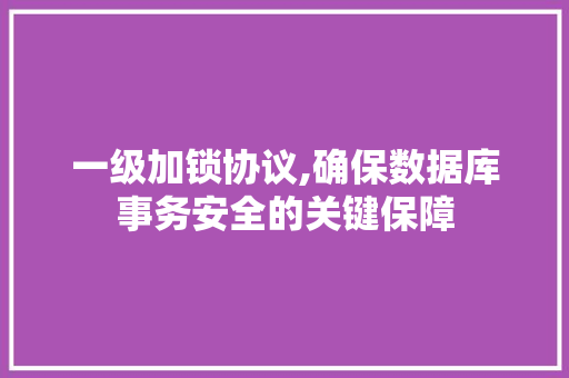 一级加锁协议,确保数据库事务安全的关键保障